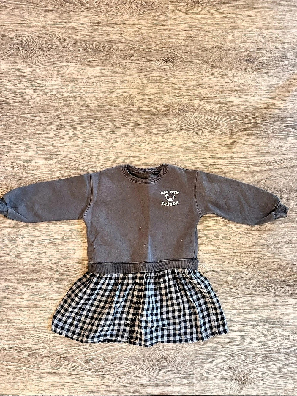 Kids Gingham Dress in Black & White Like New 3T